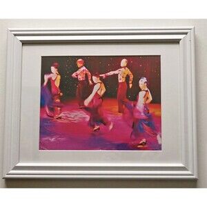Flamingo Dancers Abstract Digital Art In white Frame & matted From my Photograph